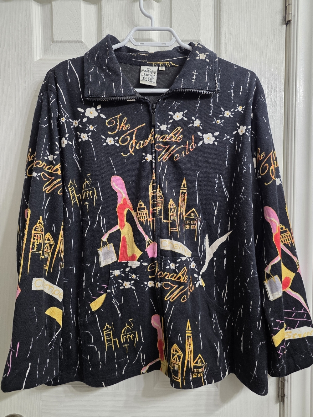 Parsley & Sage "The Fashionable World" Zip Up Sweater - Size 1X